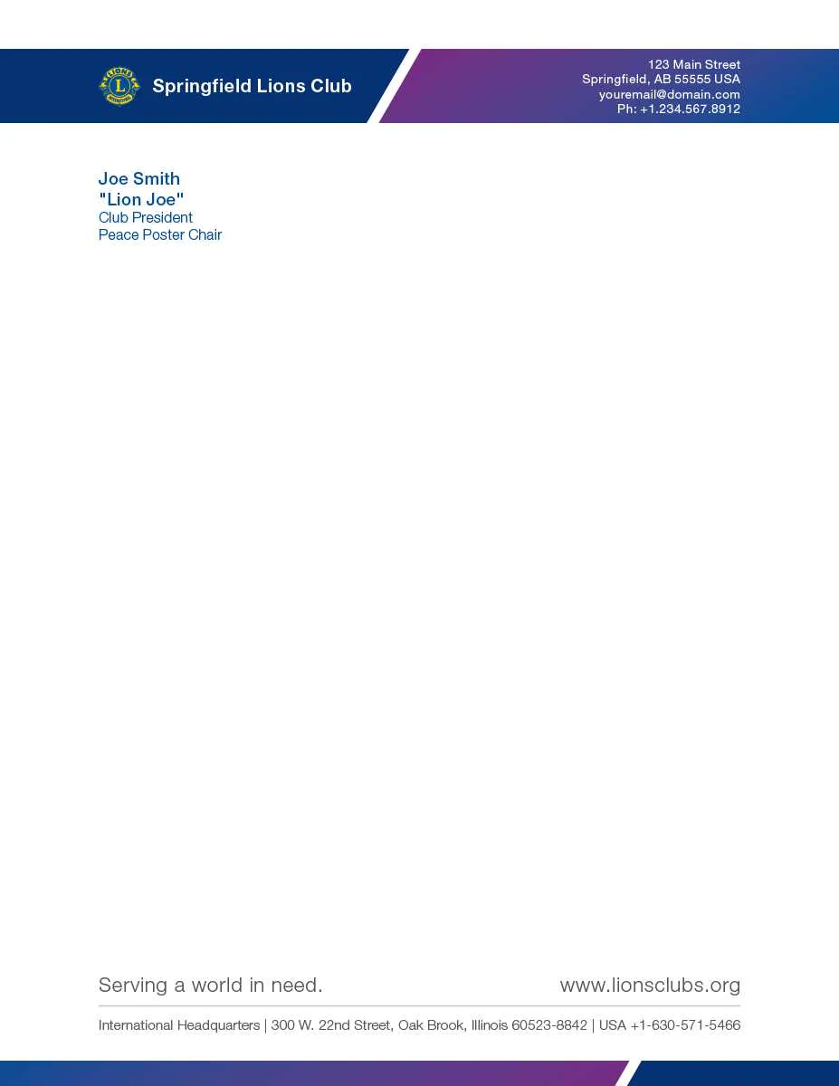 LIONS CLUB LETTERHEAD